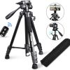 Lightweight Tripod Stand for Professional (5kg/11lb Load) with Bluetooth Remote for Cameras & Phones-Black