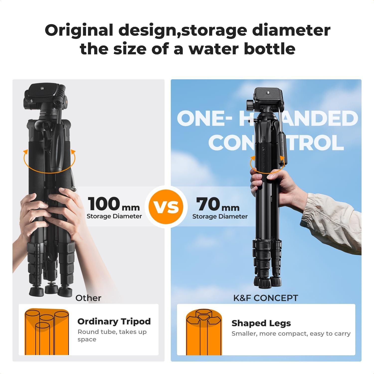 K&F 75 inches Lightweight Portable Travel Outdoor DSLR Tripods