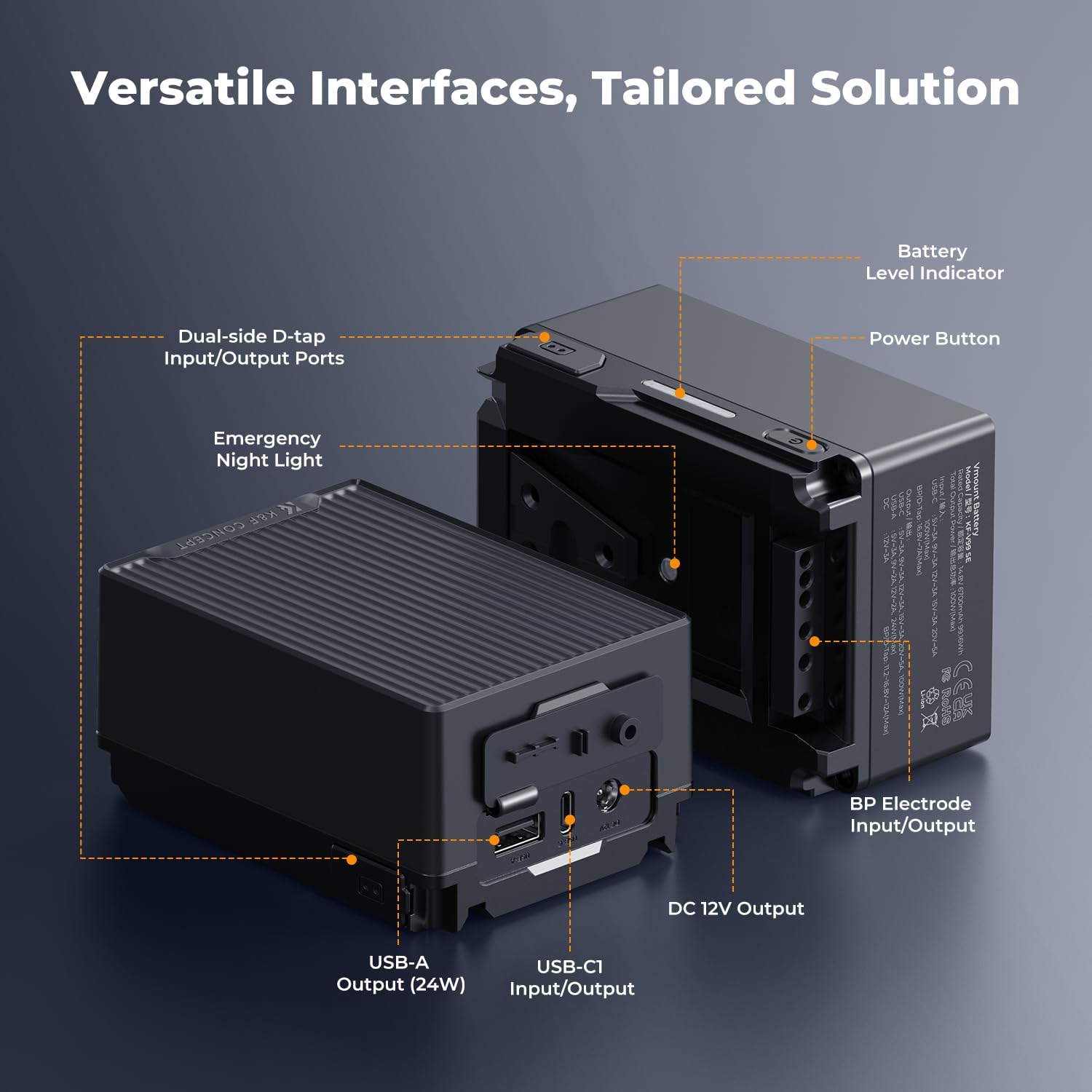 K&F CONCEPT V99SE V-Mount Battery 99Wh 100W PD 9 K&F CONCEPT V99SE V-Mount Battery 99Wh 100W PD